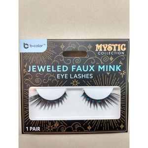 Jeweled Faux Mink Eyelashes Blue Rhinestone